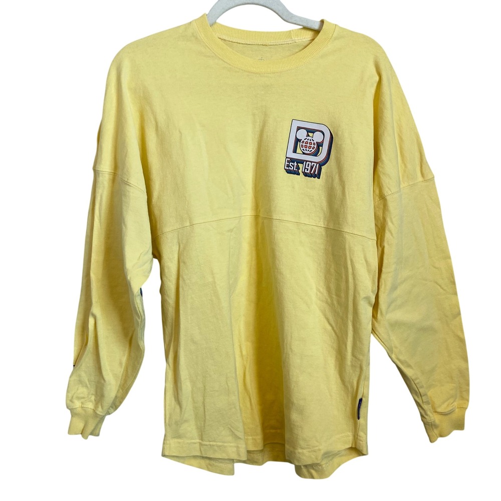 Disney Spirit Jersey Yellow Retro Mickey‎ Mouse World Graphic Long Sleeve XS